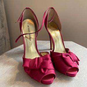 Pink satin bow heels